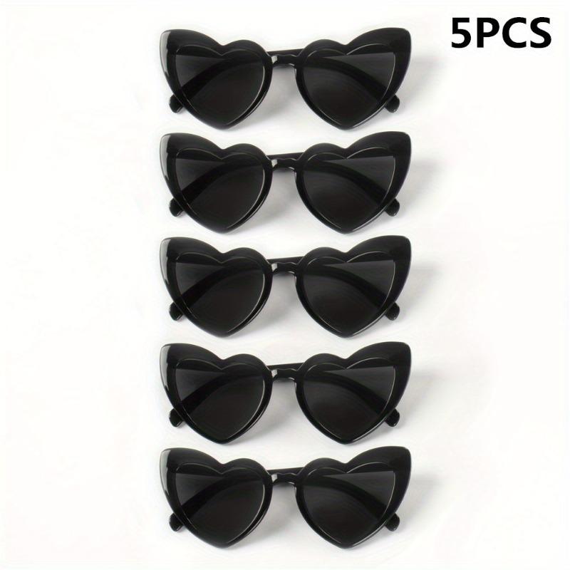 

5pcs Women s Heart-Shaped Cat-Eye Fashion Glasses - Black Retro Plastic Frame Decorative Glasses for Party Wedding