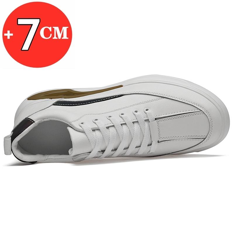 Fashion Man Fashion Lift Sneakers Elevator Shoes for Men Casual Leather White Shoes Leisure Height Increase Insole 7cm Sport Shoes