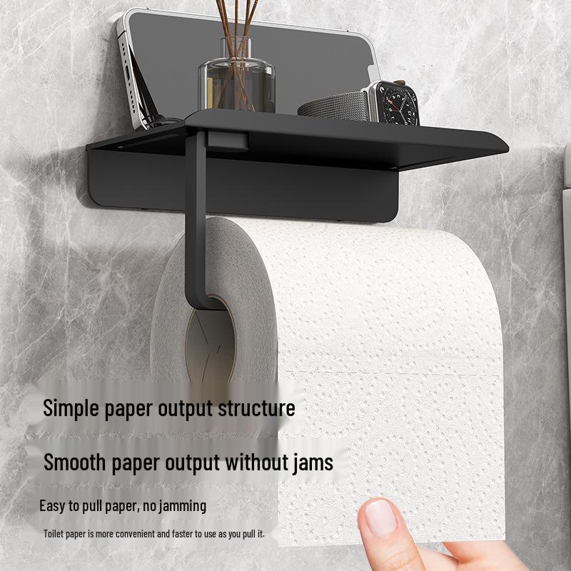 Punch-Free Bathroom Toilet Tissue Storage Rack and Roll Holder