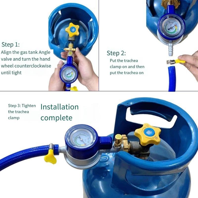 Gas Flow Control Valves Explosions Proof with Pressure Gauge Gas Tanks Pressure Regulator Suitable for Kitchen Safety