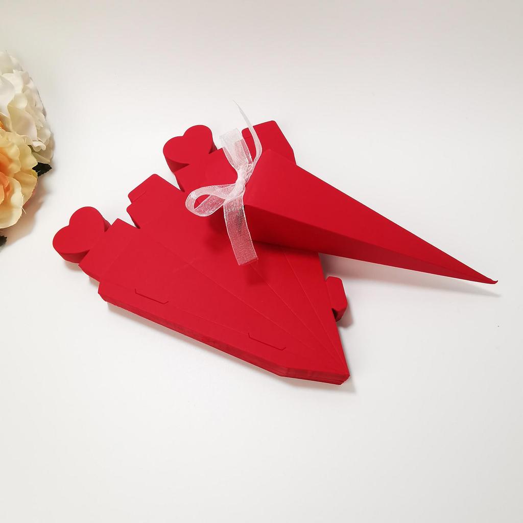 Caixa de Doces em Formato de Coração e Cone para Lembrancinhas de Casamento, Pequena Caixa de Presente, Design de Sorvete