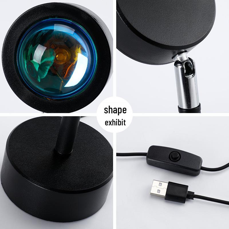 USB Rechargeable Sunset Lamp - Rainbow Projection Desk Light