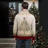 Men's Christmas Cotton Pullover Long Sleeve Outdoor Shirt Vintage Corduroy Button Stand Collar Shirt Casual Sweatshirt Christmas Print Top