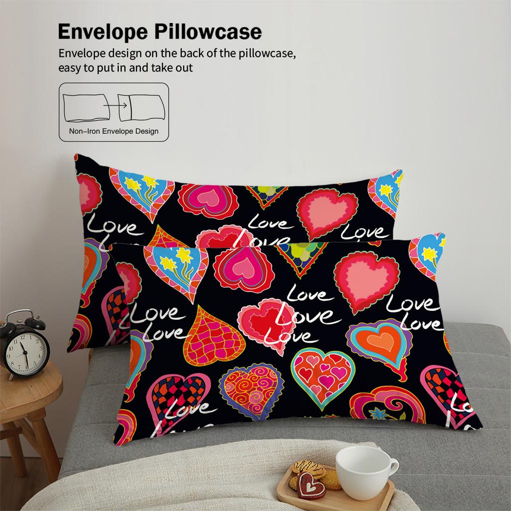 Heart-shaped Print Love Heart Bedding Sets Couple Duvet Cover Wedding Gift Love Quilt Cover with Pillowcases Various sizes