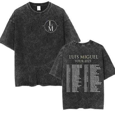 90s Luis Miguel Tour Vintage Washed T Shirt Woman's Hip Hop Gothic Short Sleeve T-shirts Casual Oversized T-shirt