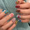 3D Gel Nail Tips With Flowers Polka Dots Oval Shape Press-On Nails Women Sweet Style