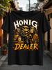 Honig Dealer Cool Biker Bee In And Leather Jacket With Honey Jars Honeycomb And Bold Grunge Text Unisex All Tshirt