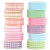 Songdao Washi Tape Plaid Pattern 12-Roll Set | Grid/Graph Masking Tape Plaid Basic Patterns | Perfec