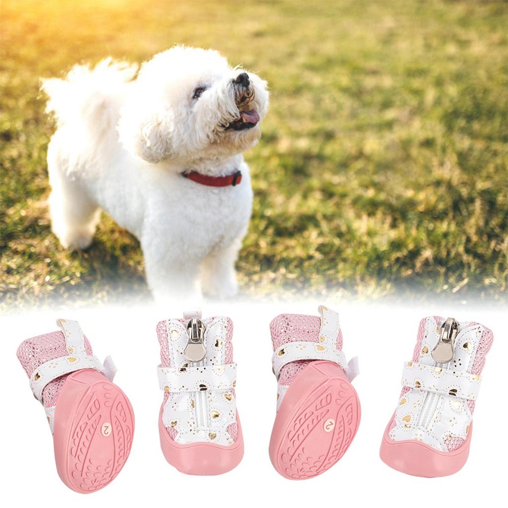Lotto da 4 Pezzi Scarpe per Cani da Compagnia Cucciolo Antiscivolo Traspiranti in Rete Stivali da Passeggio per Esterno