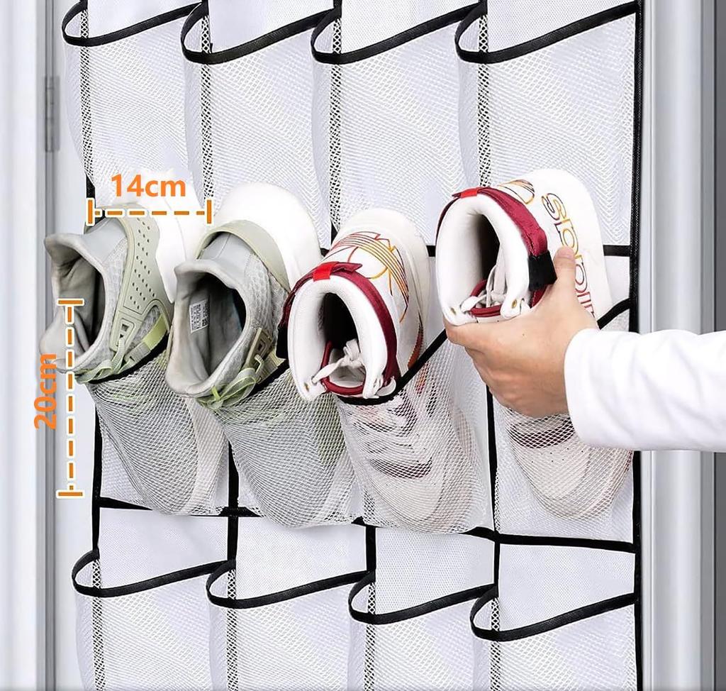Lakymisy Kapı Askılı Duvar 24 Ayakkabı Saklama Çok Fonksiyonlu Askılı Duvara Monte Edilen Saklama Ayakkabı Dolu Küçük Eşya Ayakkabı Kancalı Ayakkabı Cep, Cepler,
