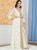 Women's V-neck Long Sleeve Middle Eastern Abaya Two-Piece Set Dress