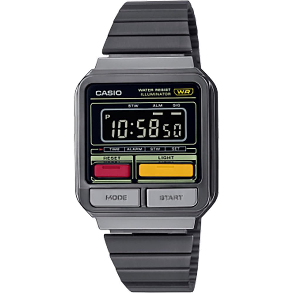 

Casio Vintage Illuminator Digital Watch Steel Black A120WEGG-1BEF, Gray, Vintage.