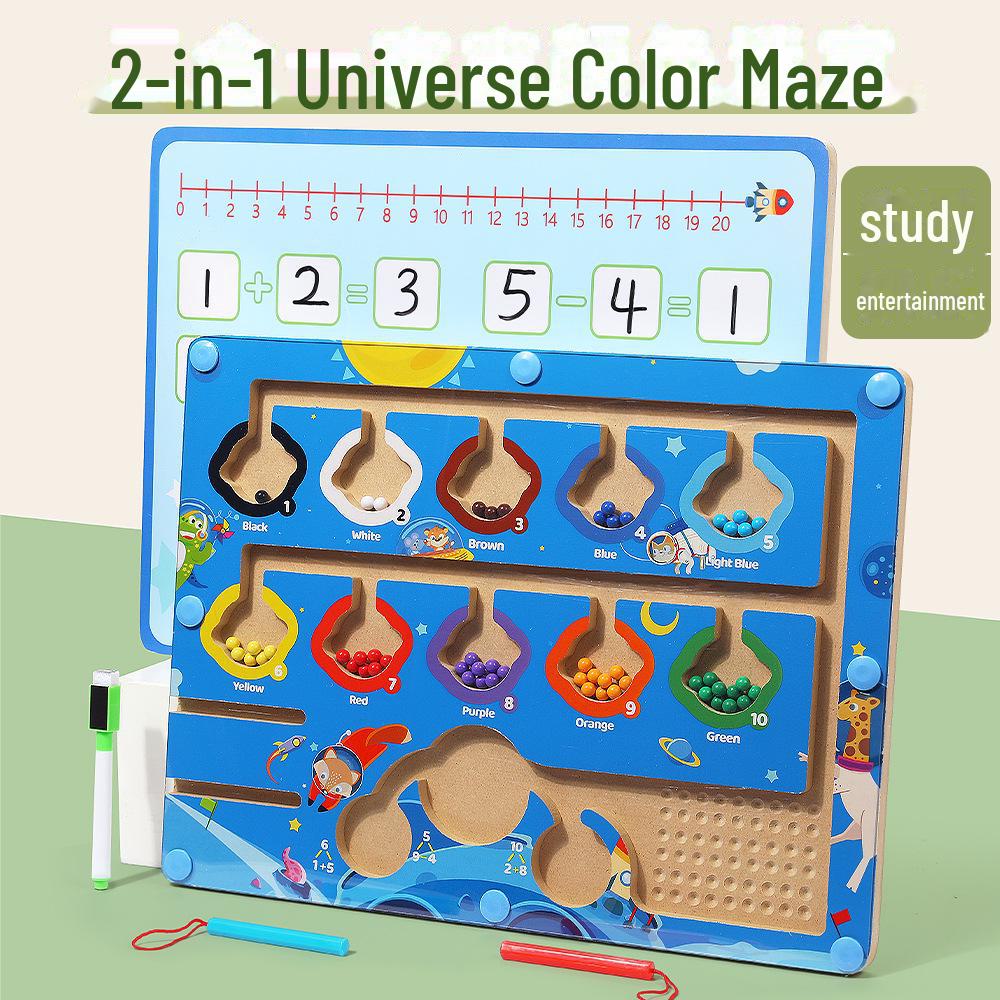 Children's Wooden Magnetic Maze & Color Counting Board for Logical Thinking