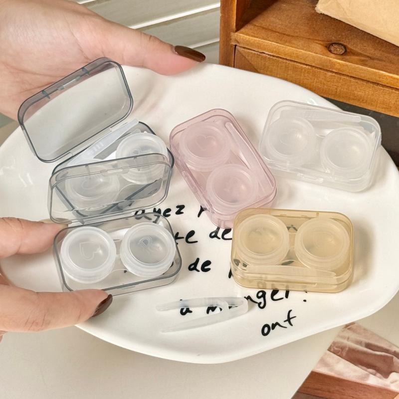 Portable Transparent Contact Lens Case With Leak Proof Lid And Tweezer For Daily Use Travel Short Trips