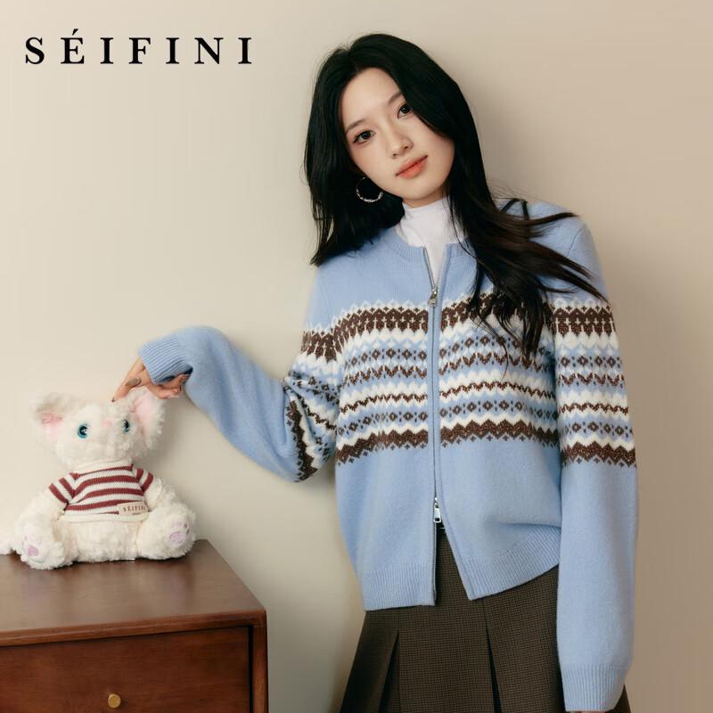 

Женский жаккардовый вязаный свитер SEIFINI в стиле Fair Isle M