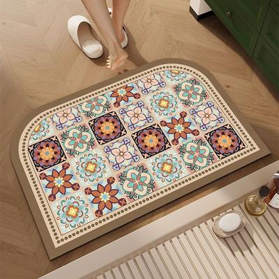 European Classical Diatom Mud Floor Mat, Toilet, Toilet Door Non-Slip And Easy To Take Care Of, Bathroom Dirt-Resistant Floor Mat