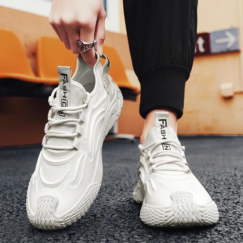 Mode Neuer Stil Schuhe für Herren Sport Jugendliche Outdoor Studenten Herren Sneaker Weiß Leicht Herren Walking Freizeitschuh Haupt-Push