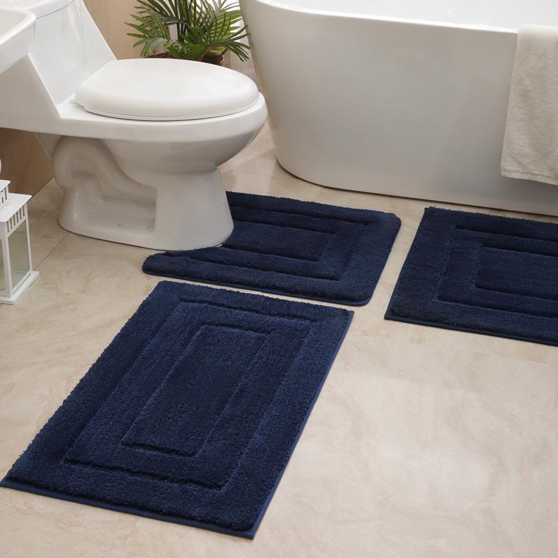 Absorbent Quick-Dry Bathroom Mat Set: 3-Piece Toilet & Washbasin Pads