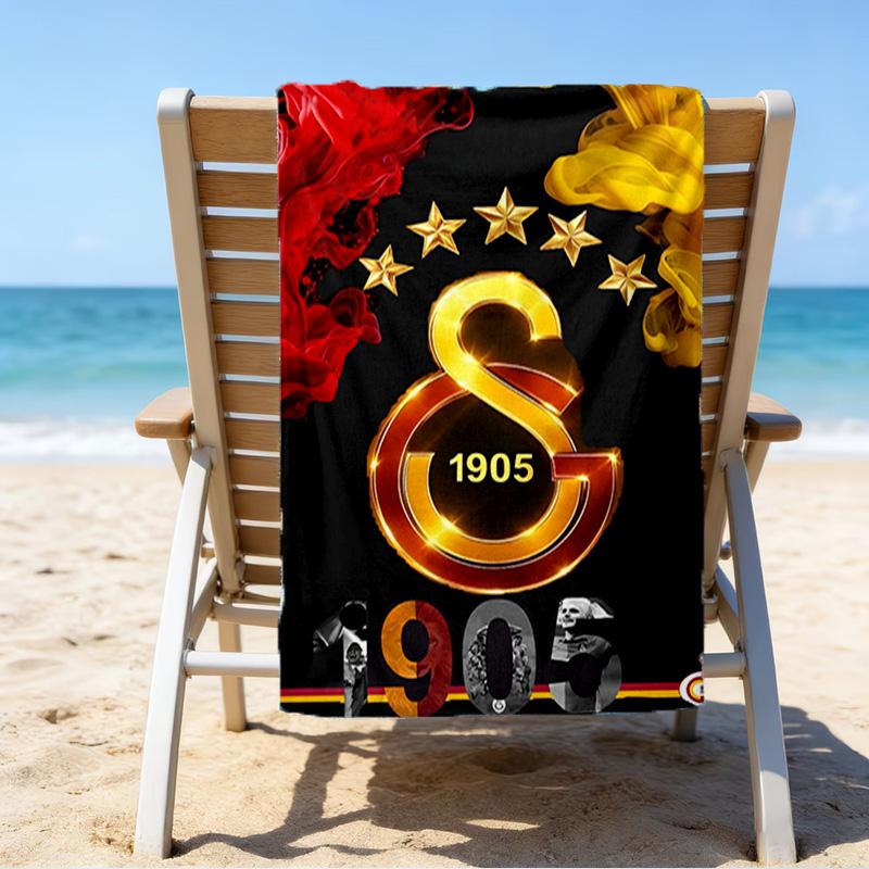 Asciugamano da Spiaggia in Microfibra con Stemma del Galatasaray Football Club, Leggero e Asciugatura Rapida, per Viaggi Estivi, Essenziale da Spiaggia, Piscina all'Aperto