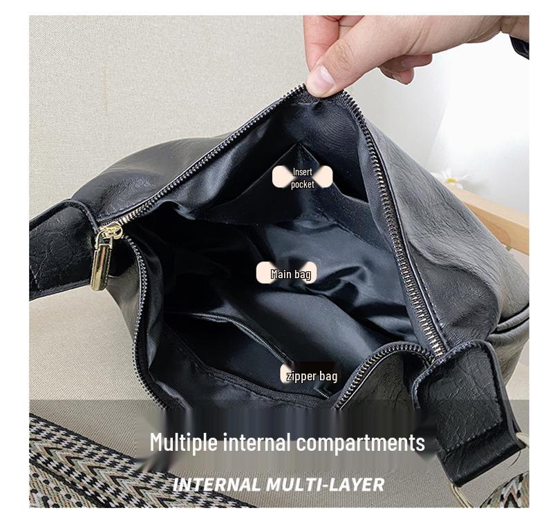 Korean Style Soft Leather Niche Women's Casual Crossbody Dumpling Bag