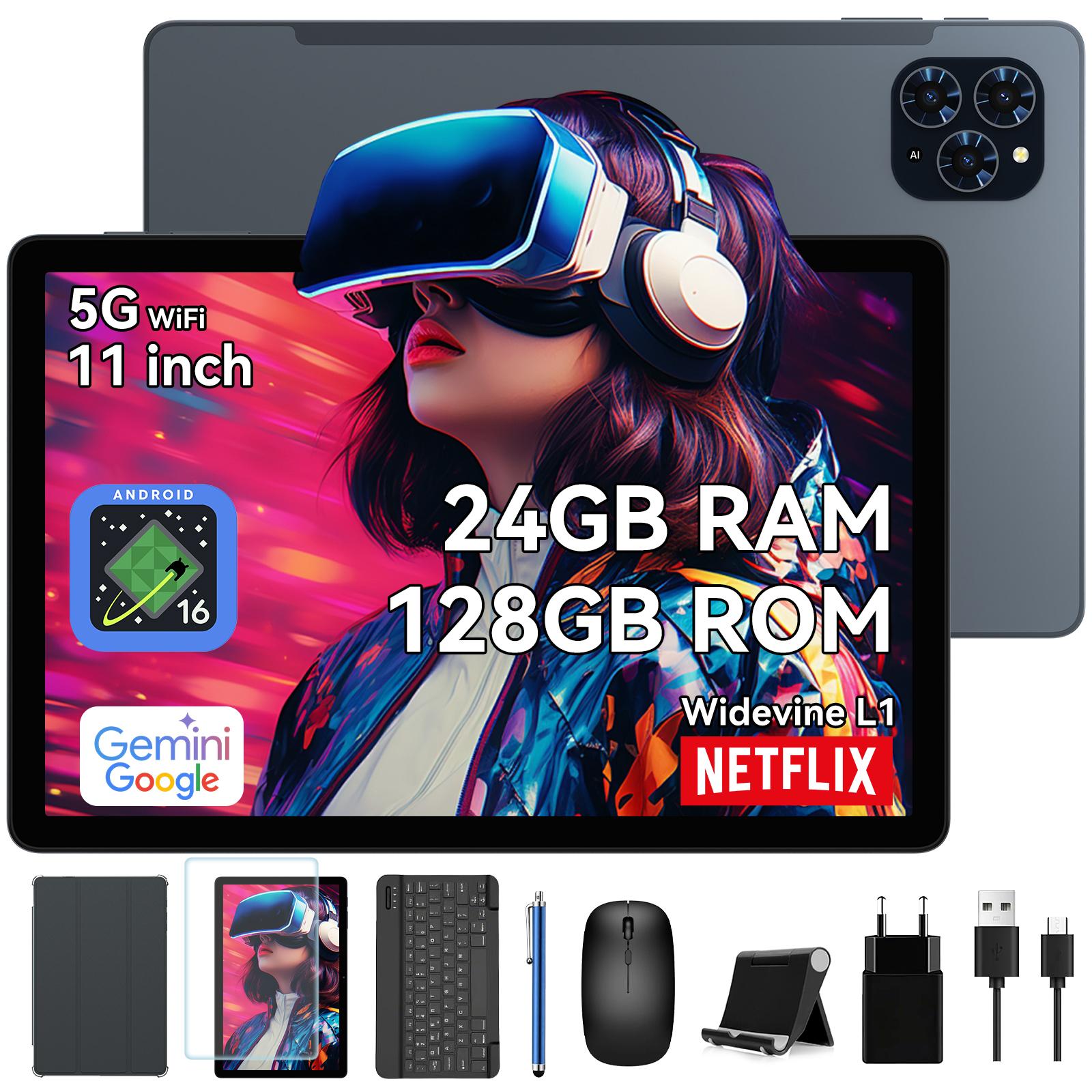 Blackview Official Store Europe Kingrid T90 Android 16 8GB Ram 128GB Rom Tablet 11 Zoll 1200*1920 Fhd Display Octa Core UMS9230E(T615) Pc-Tablet Mit Tastatur Und Maus Grau