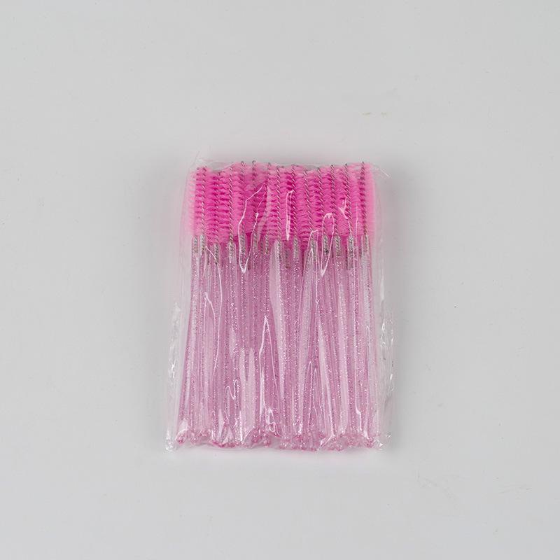 50-Piece Portable Crystal Rod Eyelash & Eyebrow Brush Set - Nylon Makeup & Extension Comb