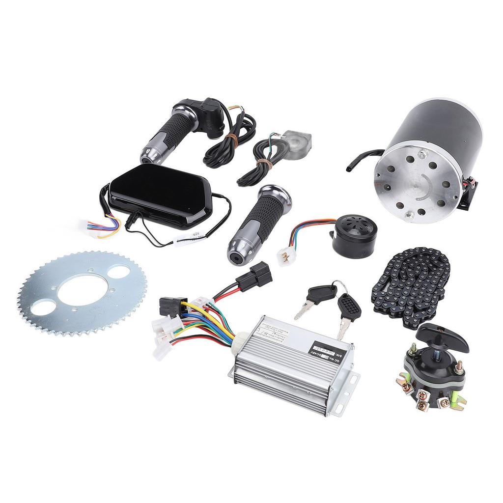 48V 1000W Electric Brushed Motor Kit Direct Current DIY Brushed Motor Controller Display with Sprocket Chain Throttle