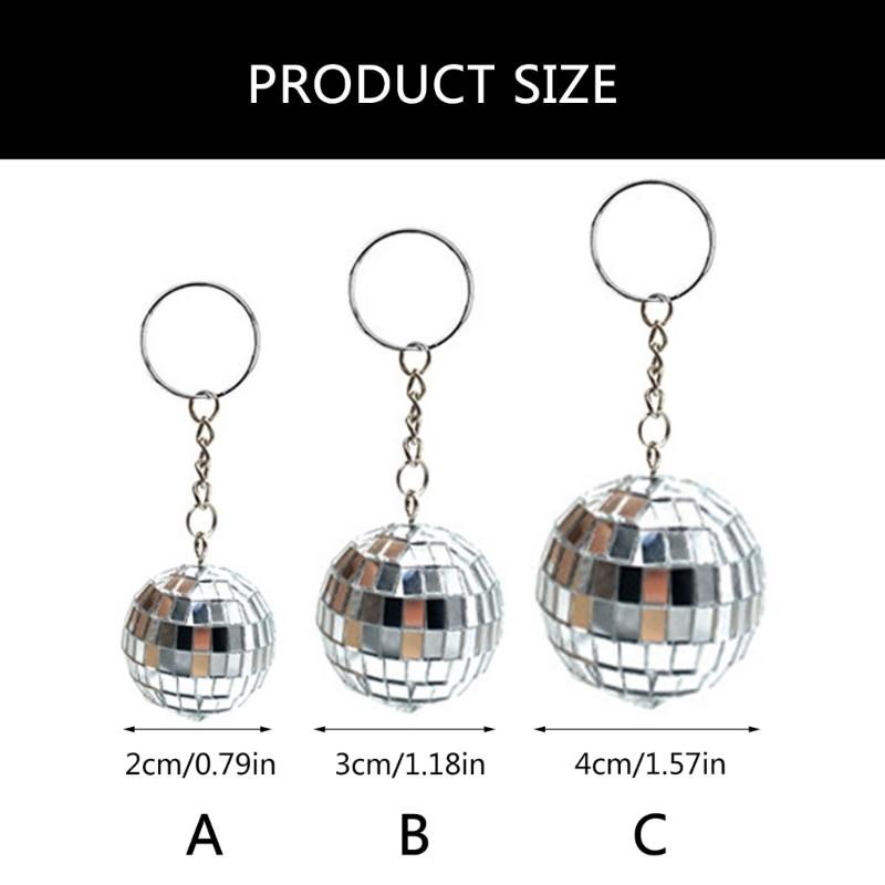 12 Pcs/Set Key Pendant Discos Balls Keyrings 1970s Party Gift Party Decorations 70s Discos Accessories