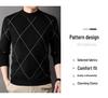 Men's 2025 Autumn/Winter Diamond Jacquard Knit Sweater - Round Neck, Long Sleeve