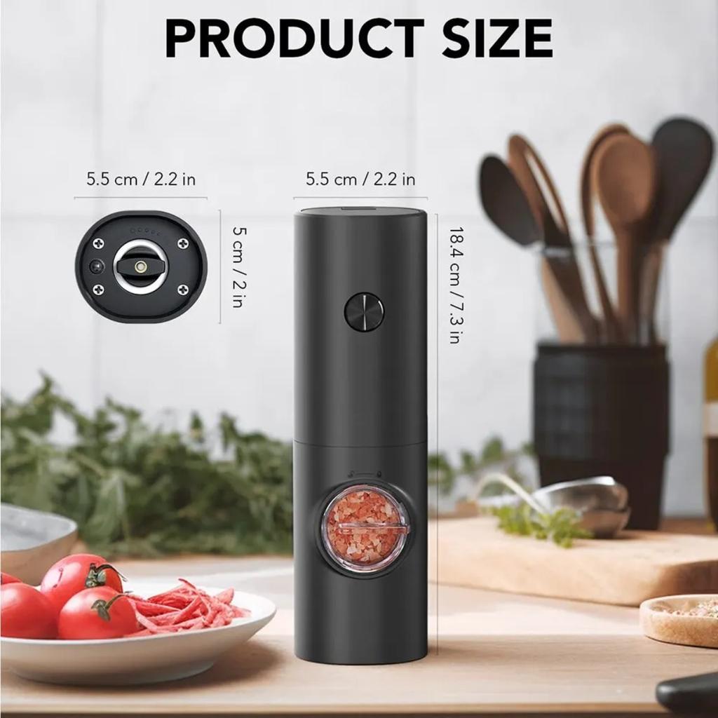 2/1 Pcs Battery-Powered Electric Salt And Pepper Grinder, Adjustable Coarseness Refillable Automatic Kitchen Gadget