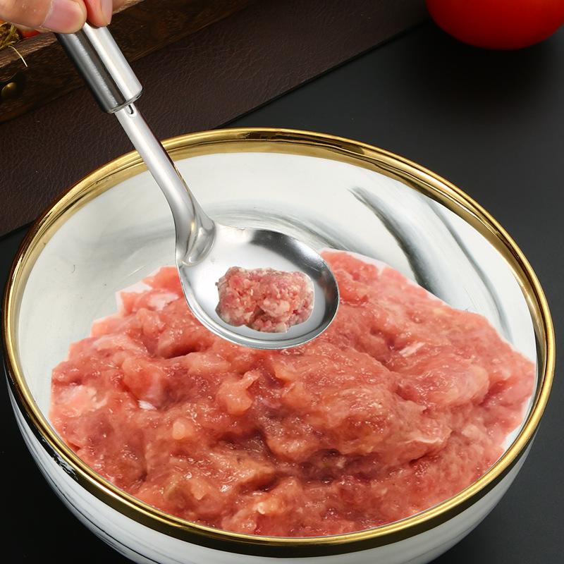 Home-use Squeeze-type Creative Round Steel Handle Meatball Spoon