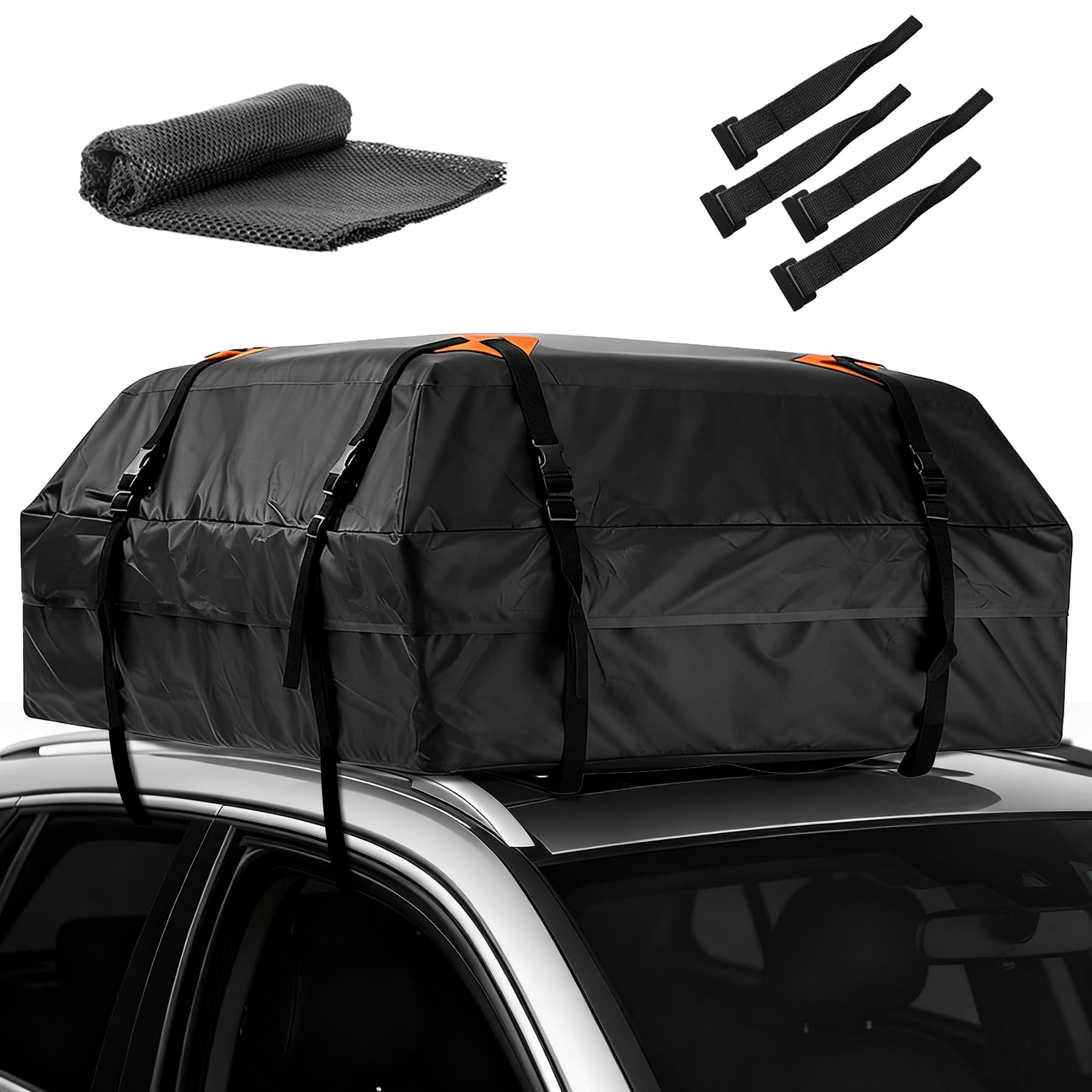 

SAGVE Roof Carrier Bag [No Roof Rails Required, Waterproof] Large Capacity 425L Roof Bag for Camping and Travel, Waterproof, Foldable, Easy Installati