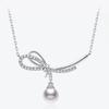 Pearl pendant, bow collarbone chain, niche design temperament necklace, gift for girlfriend Qixi Festival
