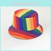 Colorful Rainbow Fisherman Hat Adult Sunshield Flat Top Hat Outdoor Adventure Sun Protection Bucket Hat