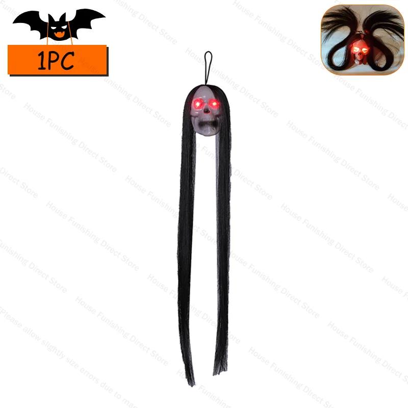

New Halloween Hanging Long Hair Ghost Skeleton LED Light-emitting Horror Skeleton Ghost Bar Haunted House Decoration Props