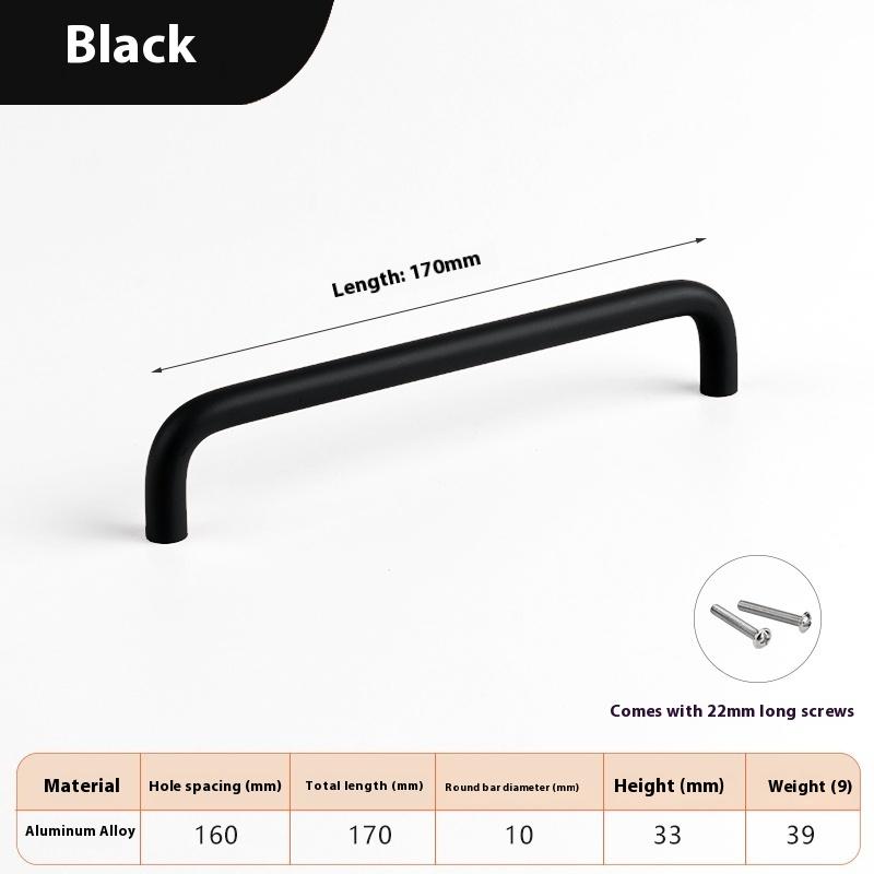 

Барвисті Прості Меблеві Ручки Шафи Ручки для Дитячої Кімнати Ручки-Кулі для Шухляд Сучасна Фурнітура з Алюмінієвого Сплаву Black 170MM