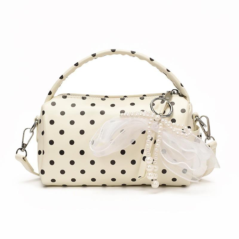 Womens Mini Pillow Shape PU Handbag With Polka Dots Zipper Single Strap Crossbody Bag Daily Casual Wear