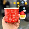 Creative Christmas Graffiti Ceramic Water Cup Santa Claus Mug with Spoon High Looking Christmas Gift Souvenir