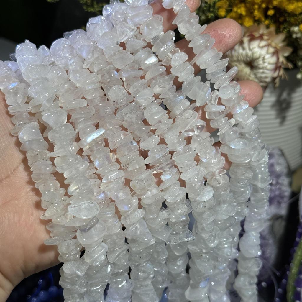 12mm Natural Blue Moonstone Chip Beads, 38cm Strand for DIY Necklace & Bracelet