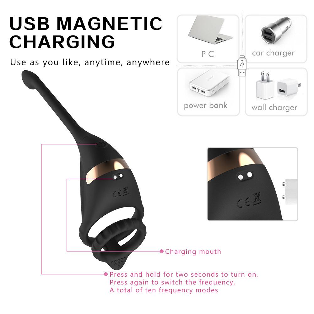 APP Controllo remoto Doppio anello Doppio shock Chiusura Cum Ring Plug anale Coppia vibratore Giocattoli del sesso Anello del pene remoto Prodotti per adulti