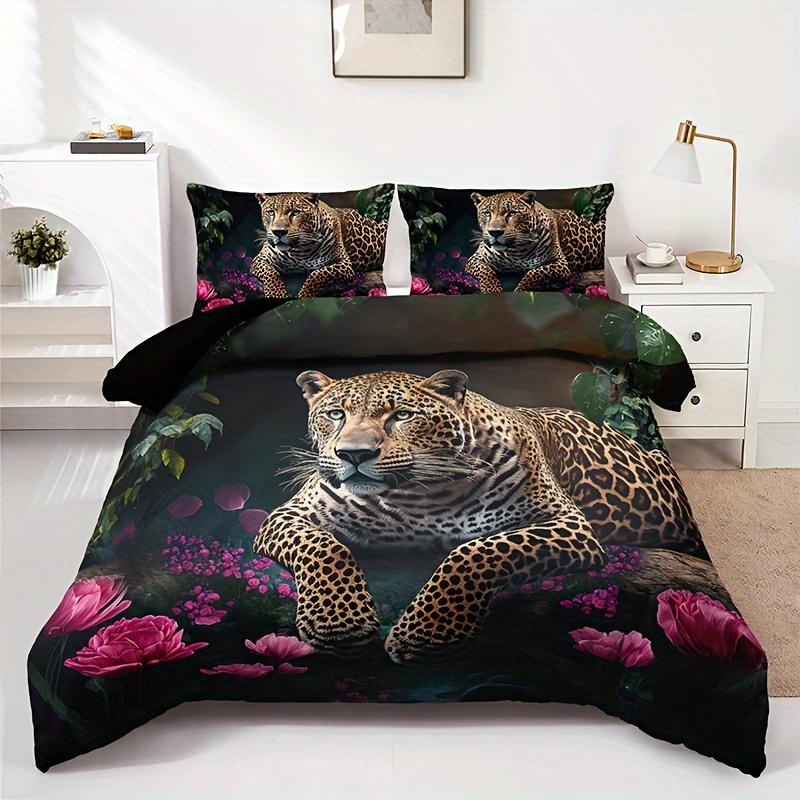 Leopard Bedding Set 3D Printed Animals Duvet Cover Set Skin-Friendly Single Double Size Bedroom Decor Duvet Cover Set Gifts