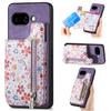 For Google Pixel 9a Leather Phone Cover with RFID Blocking Zipper Card Bag Kickstand