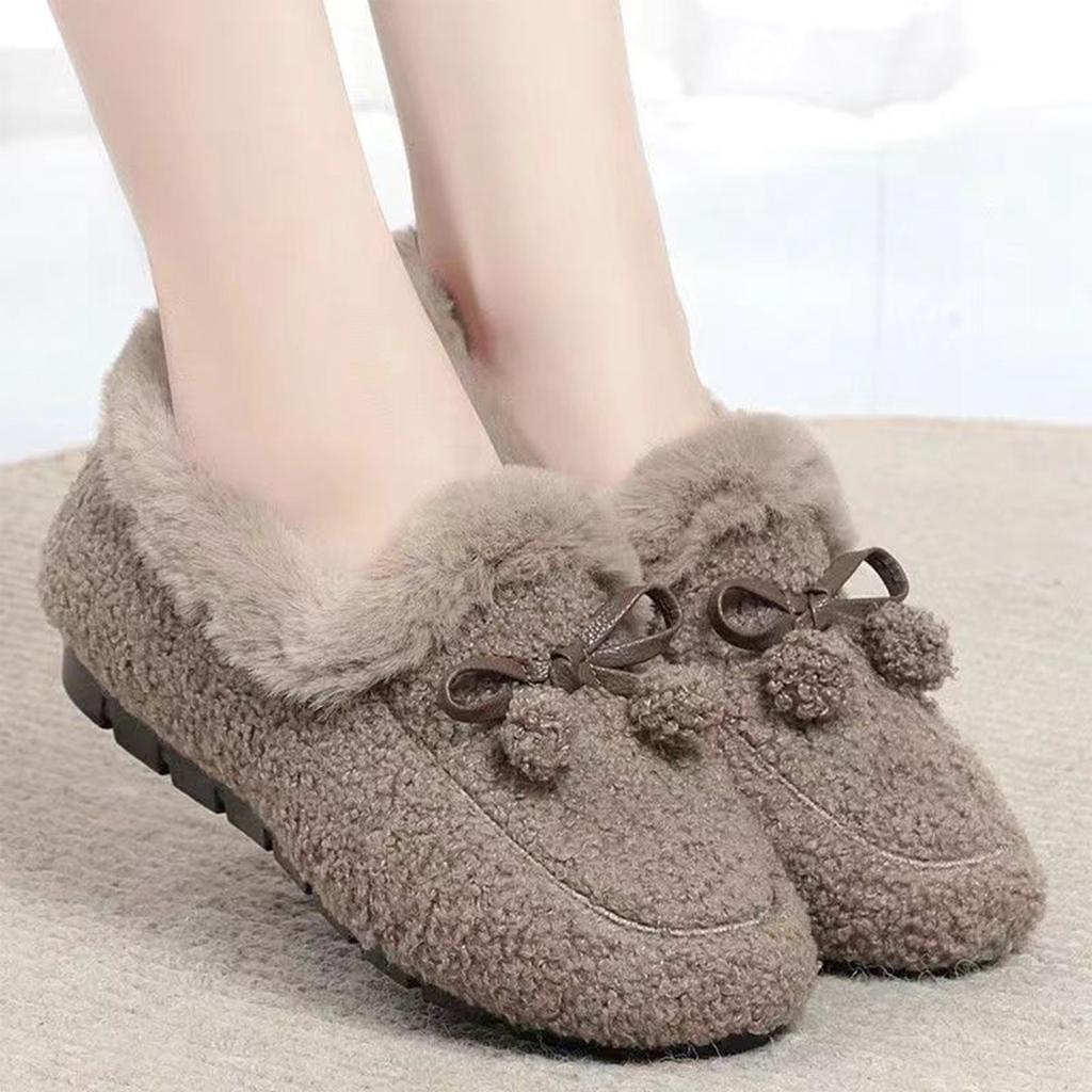 Winter Warm Womens Flat Shoes Indoor Cotton Slippers With Thick Sole Anti-Slip Warm Footwear Soft Bottom Zapatillas De Mujer