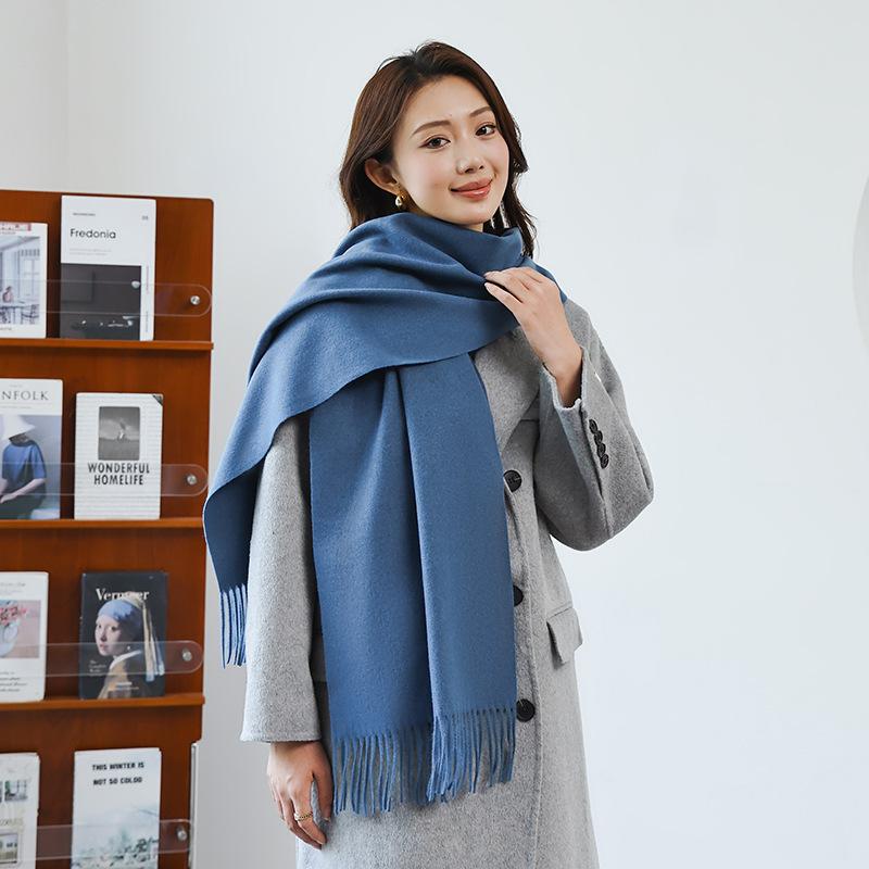 Wool Scarf for Women in Winter New Style Cashmere Scarf Versatile  Thickened  Warm and Solid Color Scarf