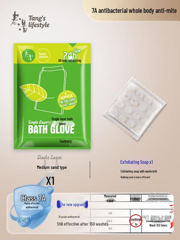 Jiemengzhe Antibacterial Flocked Exfoliating Bath Mitt