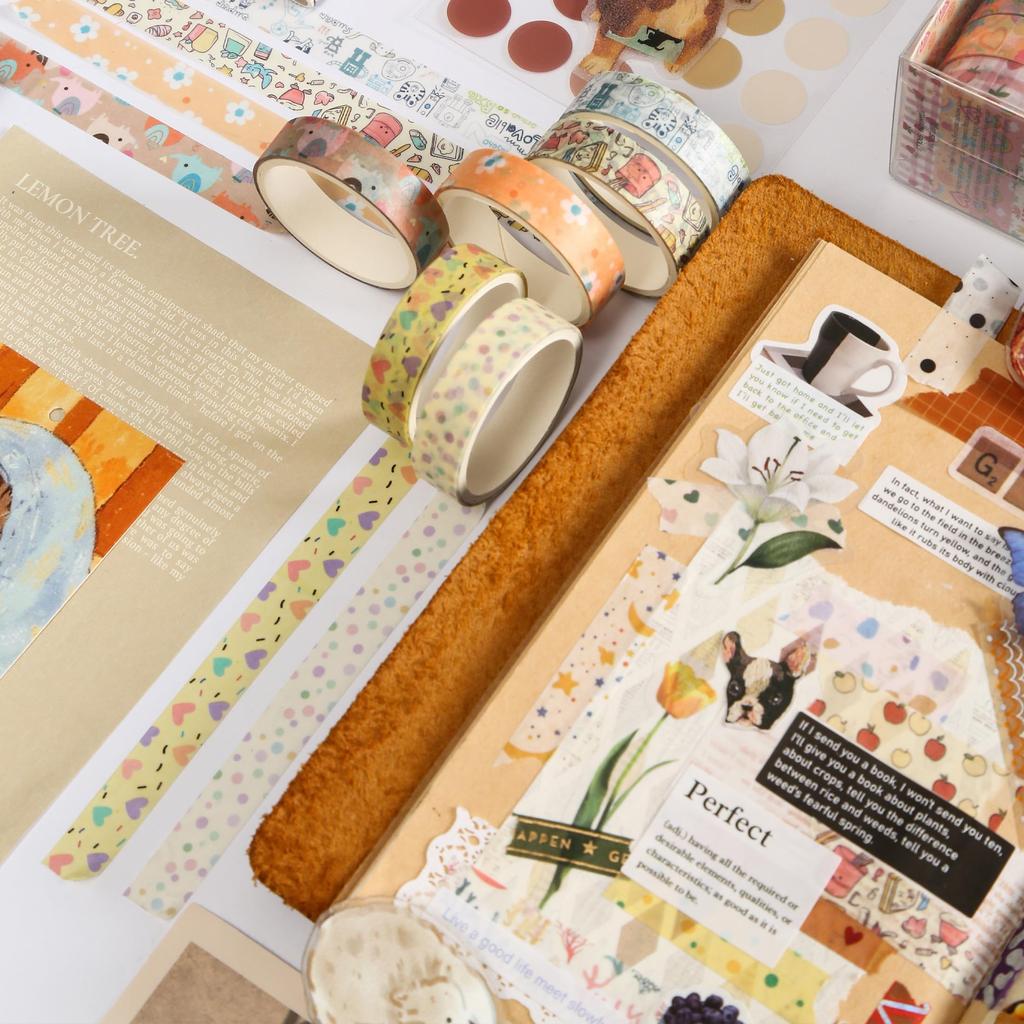 YUBBAEX Masking Retro Basic Washi Value Perfect for and Scrapbooks Tape, 60-Roll Set, Design, Pattern, Tape, Pack, Planners, Decorations, Wrapping,