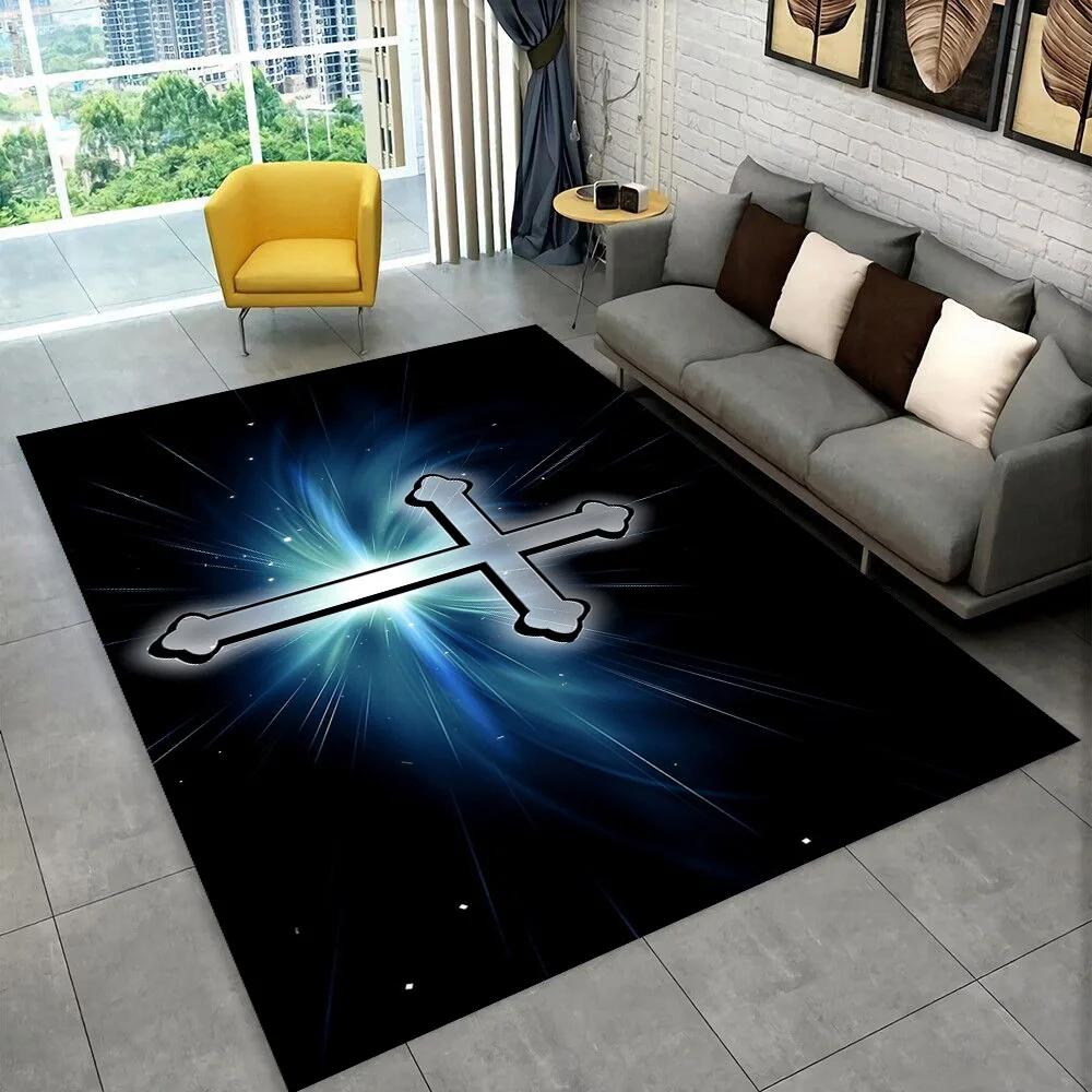 Holy Bible Cross Jesus Pray Area Rug,Carpet Rug for Home Living Room Bedroom Sofa Doormat Decor,kid Play Non-slip Floor Mat Gift