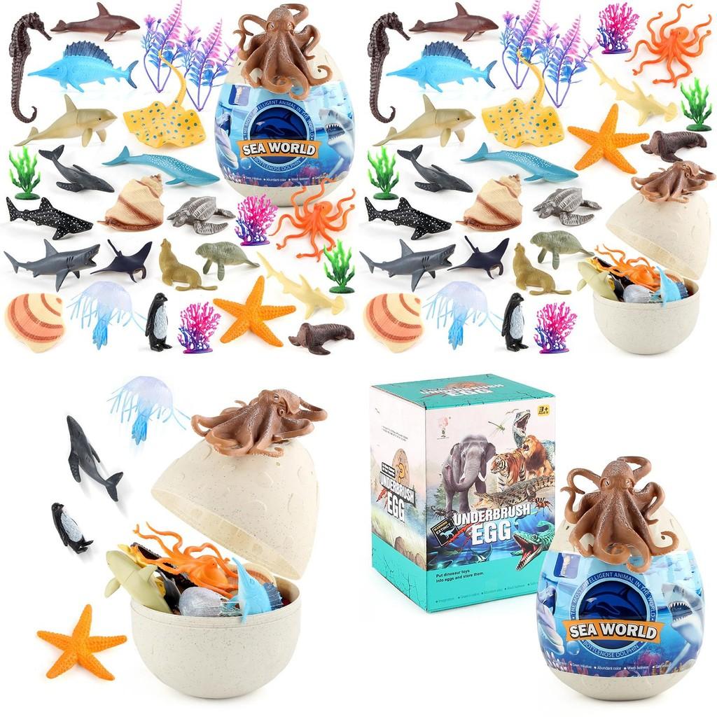 Dolphins Sharke Penguins Children Marine Animal Figures Set Model Toys Decor