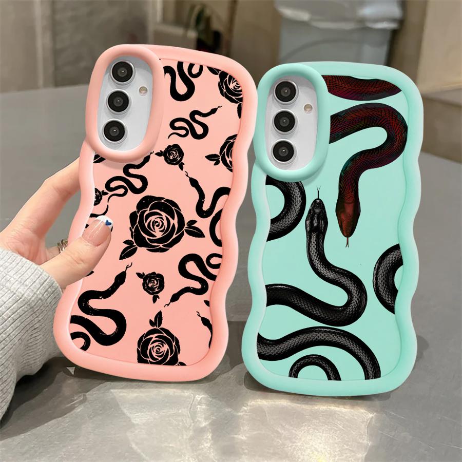 Weiche Handyhülle für Samsung Galaxy A14 A12 A15 A13 A52 A21s A11 A16 A03 A23 A06 A05 A22 A33 A53 A04 Einfache Schwarze Blume