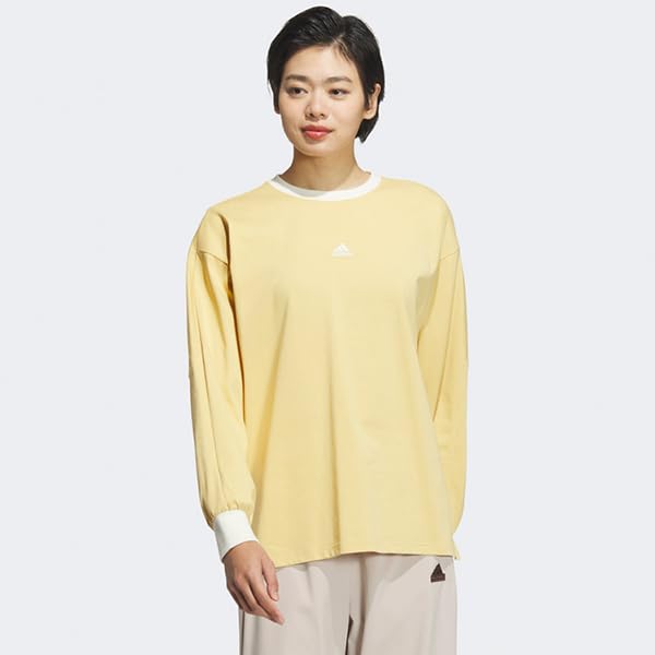 Adidas KTX53 Auto Long Sleeve Wording Loose Fit Single Jersey Size Women's (JG5714) T-Shirt, J/XL